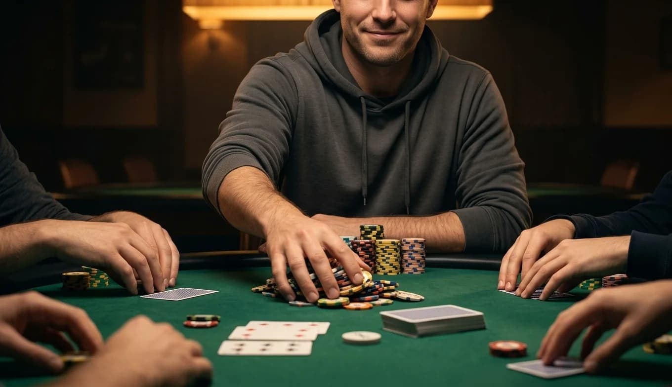 Joueur qui ramasse le pot — La Maison du Poker Montréal